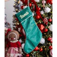 Personalised Velvet Christmas Stocking - Green - Fauve + Co