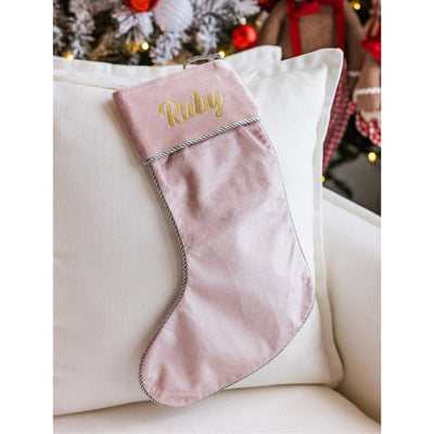 Personalised Velvet Christmas Stocking - Pink - Fauve + Co