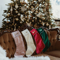 Personalised Velvet Christmas Stocking - Pink - Fauve + Co