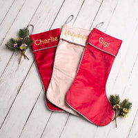 Personalised Velvet Christmas Stocking - Red - Fauve + Co