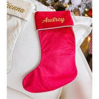 Personalised Velvet Christmas Stocking - Red - Fauve + Co