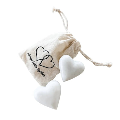 You & Me S/2 Marble Hearts White - Fauve + Co